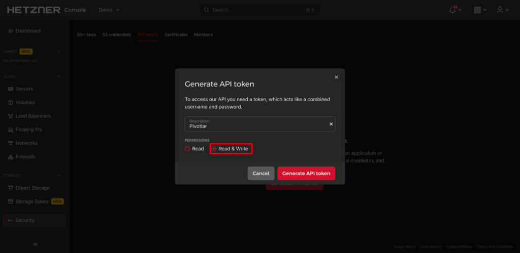 Provision a Hetzner Server via Pivotlar