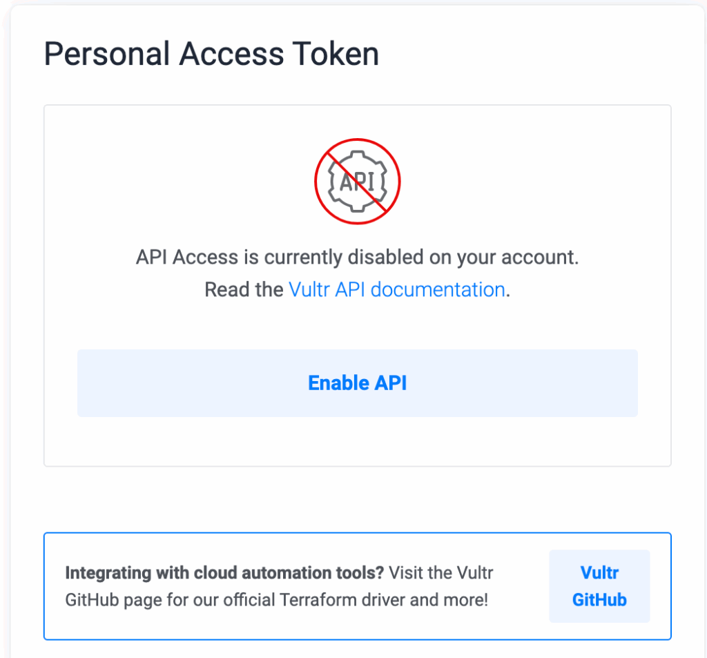 Enable Vultr API Access