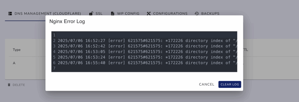 Nginx Error Log