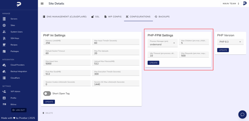 Configure PHP-FPM Settings